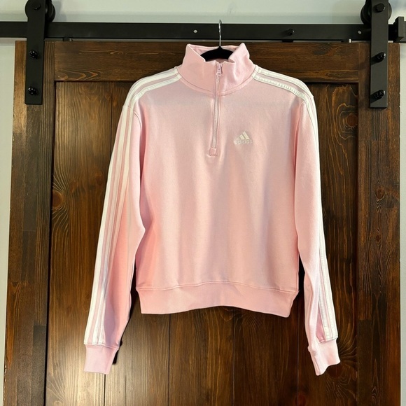 Adidas Women's W 3S FT QZ Light Pink 1/4 Zip Sweater XS NWT - Picture 5 of 7